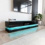 Wide Black Gloss TV Stand with LED Lights - TV's up to 70" - Evoque