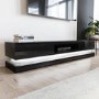 Wide Black Gloss TV Stand with LED Lights - TV's up to 70" - Evoque