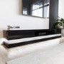 Wide Black Gloss TV Stand with Storage & LED Lights - TV's up to 70" - Evoque
