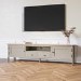 Large Dove Grey & Solid Oak TV Stand with Storage - TV's up to 77" - Adeline