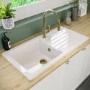 1 Bowl Alexandra Ceramic Sink & Evelyn Brass Pull Out Kitchen Mixer Tap