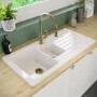 1.5 Bowl Alexandra Ceramic Sink & Evelyn Brass Pull Out Kitchen Mixer Tap