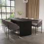 Black Oak Extendable Dining Table Set with 6 Taupe Bloucle Chairs - Jarel