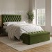 Olive Green Velvet Double Ottoman Bed with Legs - Pippa