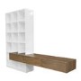 White Gloss and Oak Media Wall with Storage - Everett