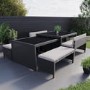 Black Rattan Extendable Table and Bench Dining Cube Set - Fortrose