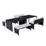 Black Rattan Extendable Table and Bench Dining Cube Set - Fortrose