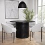 Round Black Oak Dining Table - 120cm - Seats 4 - Jarel