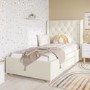 Kids Cream Fabric Single Bed Frame with Storage Drawer - Phoebe
